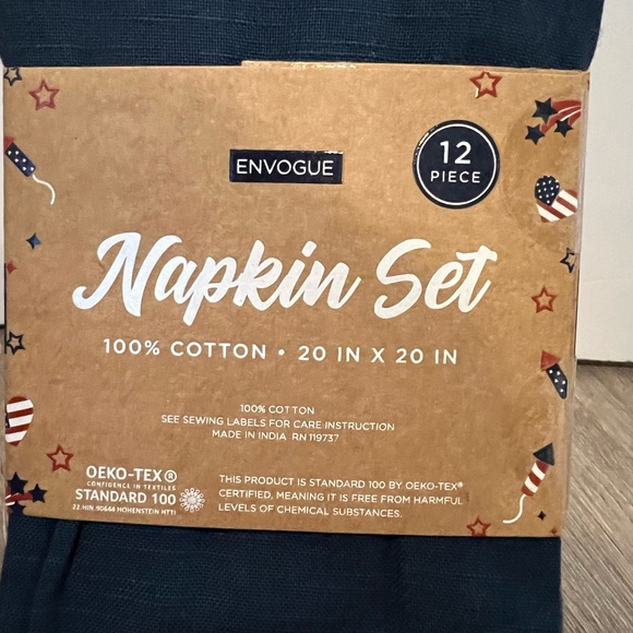 Envogue 100% Cotton Napkins- Set of 12- NWT - Picture 2 of 3